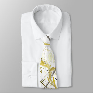 Abstract Scribbles - Mustard and Brown Neck Tie