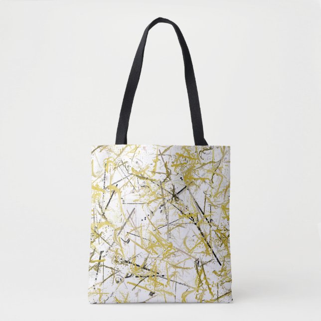 Abstract Scribbles - Mustard and Brown Tote Bag (Front)