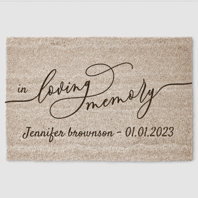 Abstract Script Signature Simple In loving memory Fiber Doormat (Front)