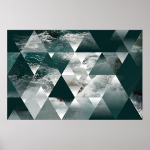 abstract sea geometric background with triangles, poster