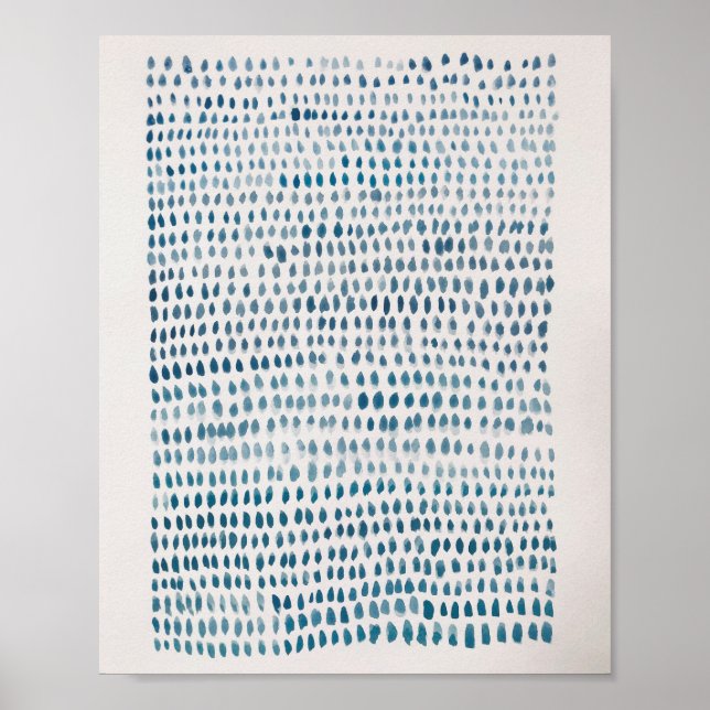 Abstract Sea Glass Blue Dot Ocean Pattern Poster (Front)