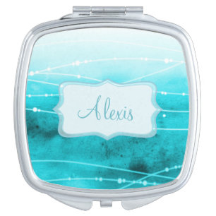 abstract sea watercolor blue named compact mirror