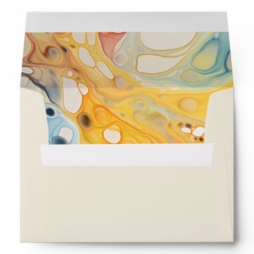 Abstract Sea Waves and Sand Stones Beach Wedding Envelope