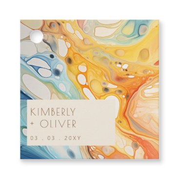 Abstract Sea Waves and Sand Stones Beach Wedding Favor Tags