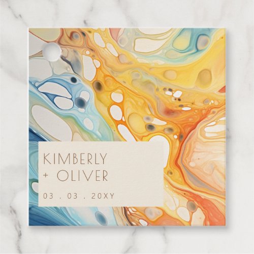 Abstract Sea Waves and Sand Stones Beach Wedding Favor Tags