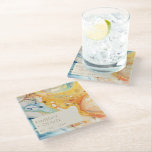Abstract Sea Waves and Sand Stones Beach Wedding Glass Coaster<br><div class="desc">Abstract Sea Waves and Sand Stones Beach Wedding Coasters</div>