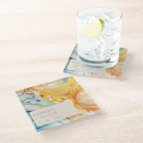 Abstract Sea Waves and Sand Stones Beach Wedding Glass Coaster
