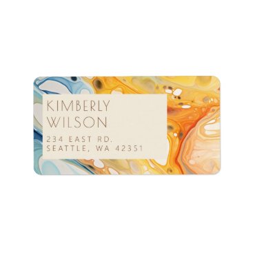 Abstract Sea Waves and Sand Stones Beach Wedding Label
