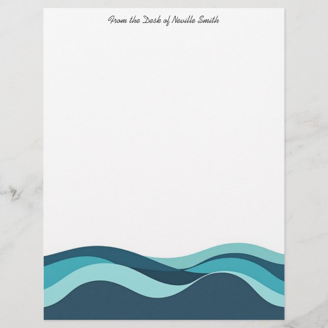 Abstract Sea Waves Stationery Paper (Front)