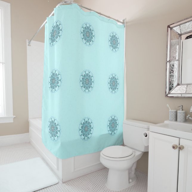 abstract seafoam shower curtain (In Situ)