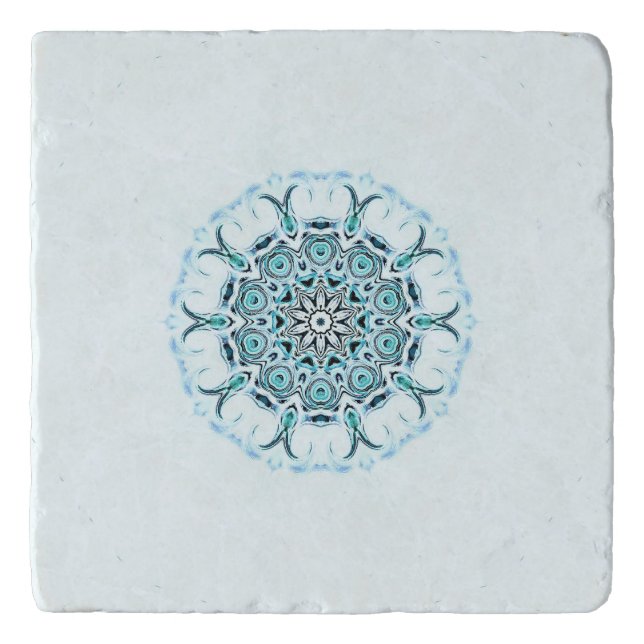 abstract seafoam white background trivet (Front)