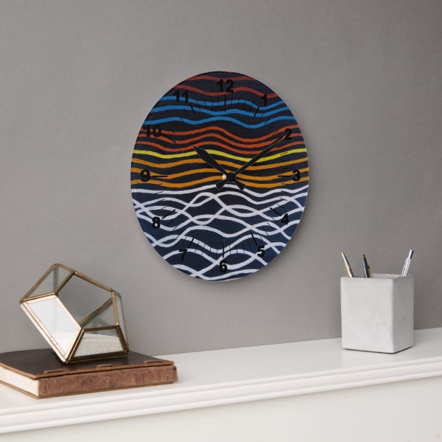 Abstract Seafront Painting by Alfred Fox Large Clock (Office)