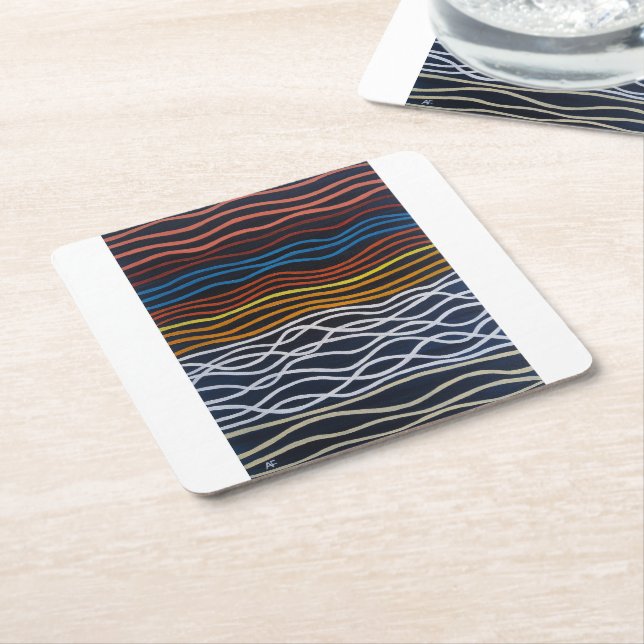 Abstract Seafront Painting by Alfred Fox Square Paper Coaster (Angled)