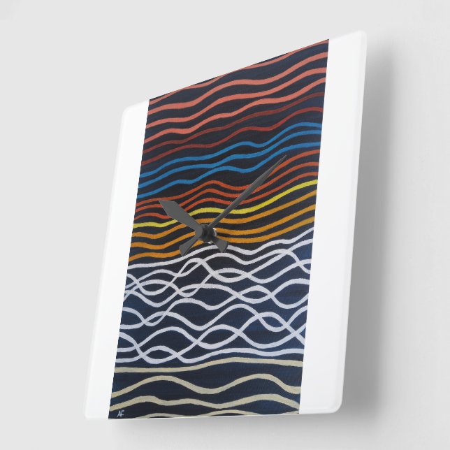 Abstract Seafront Painting by Alfred Fox Square Wall Clock (Angle)