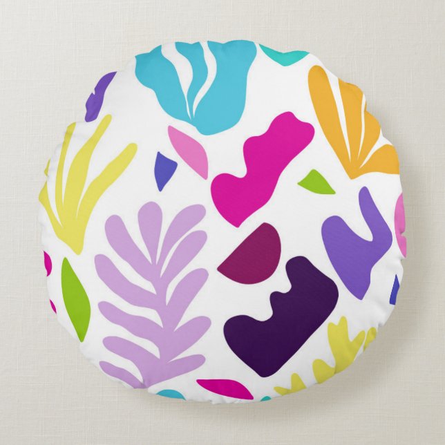 Abstract Seagrass and Shapes #2 #decor #art Round Pillow (Front)