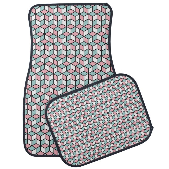  Abstract Seamless 3d Pattern. Isometric backgroun Car Floor Mat (Set)