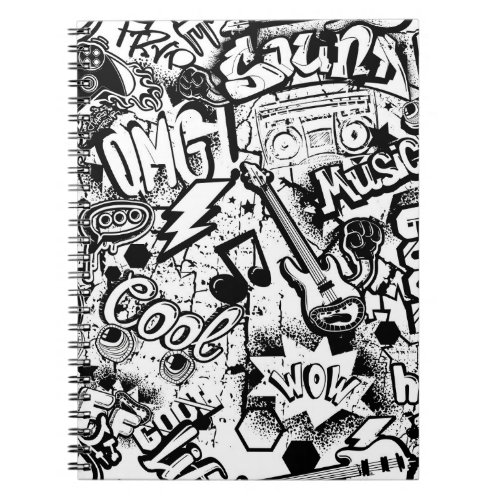 Abstract seamless black and white comics graffiti  notebook