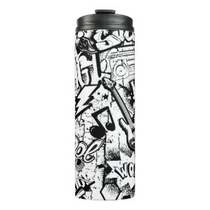 Abstract seamless black and white comics graffiti  thermal tumbler