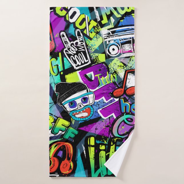 Abstract seamless cartoon pattern. Repeated with m Bath Towel (Bath Towel)