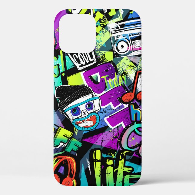 Abstract seamless cartoon pattern. Repeated with m Case-Mate iPhone Case (Back)