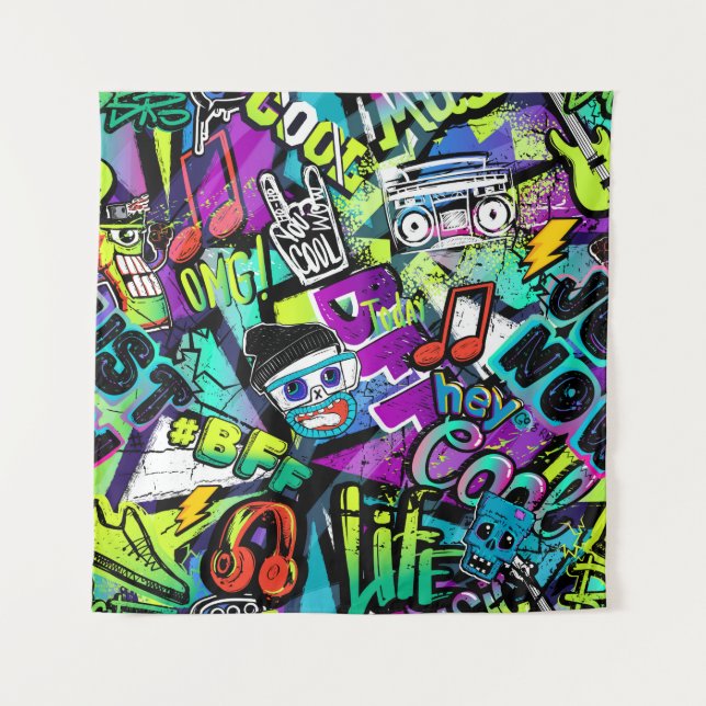 Abstract seamless cartoon pattern. Repeated with m Tapestry (Front)