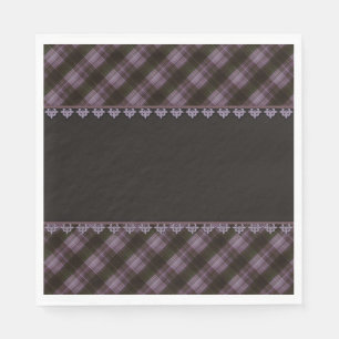 Abstract seamless checkered plaid black brown tart napkins