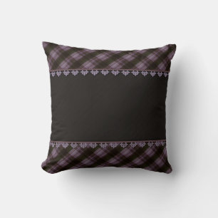 Abstract seamless checkered plaid black brown tart throw pillow