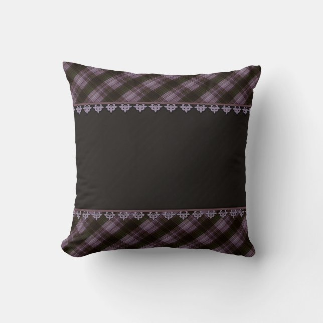 Abstract seamless checkered plaid black brown tart throw pillow (Front)