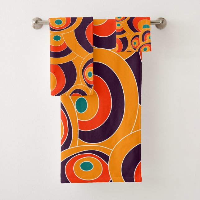 Abstract Seamless Color Ovals Bath Towel Set  (Insitu)
