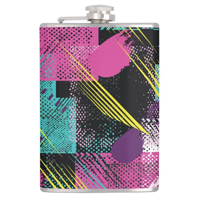 Abstract seamless, girls boys fashion, colorful. flask (Front)
