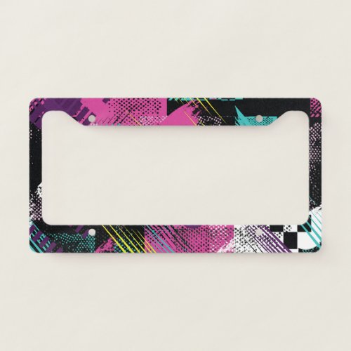 Abstract seamless girls boys fashion colorful license plate frame