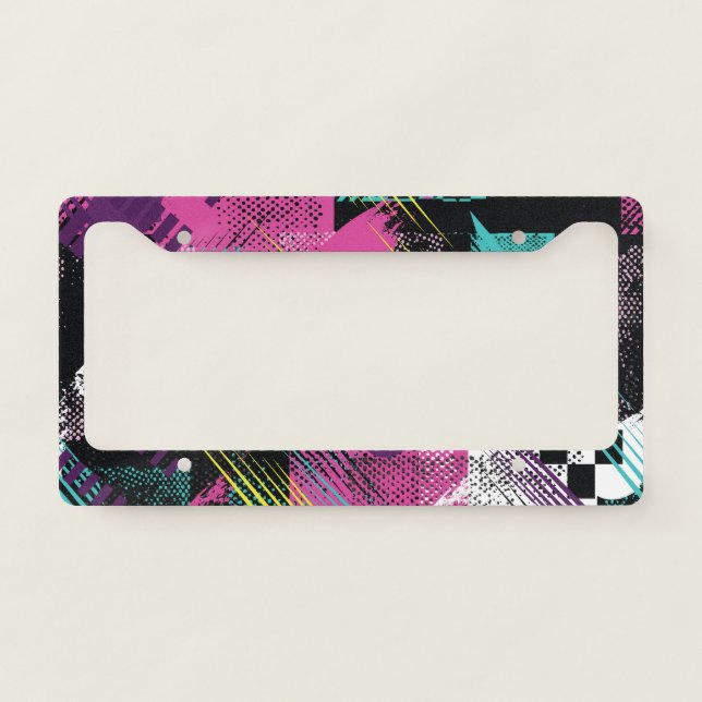 Abstract seamless, girls boys fashion, colorful. license plate frame (Front)