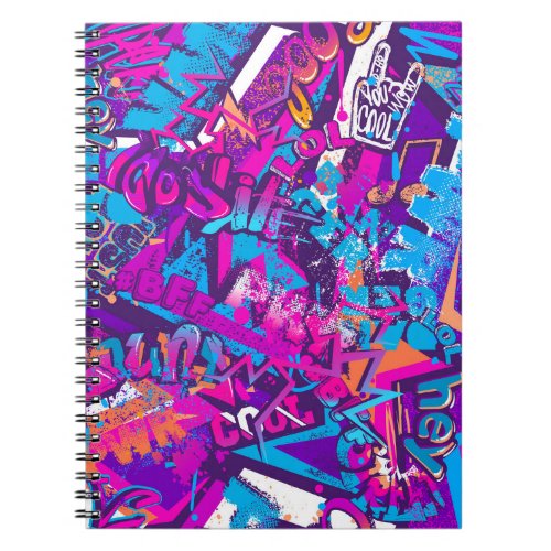 Abstract seamless graffiti words pattern Grunge r Notebook