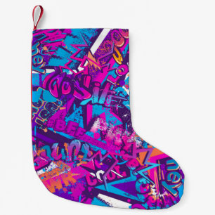 Abstract seamless graffiti words pattern. Grunge r Small Christmas Stocking