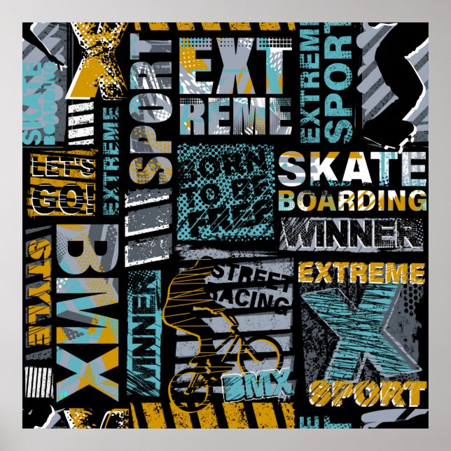 Abstract seamless grunge pattern. Urban style mode Poster (Front)