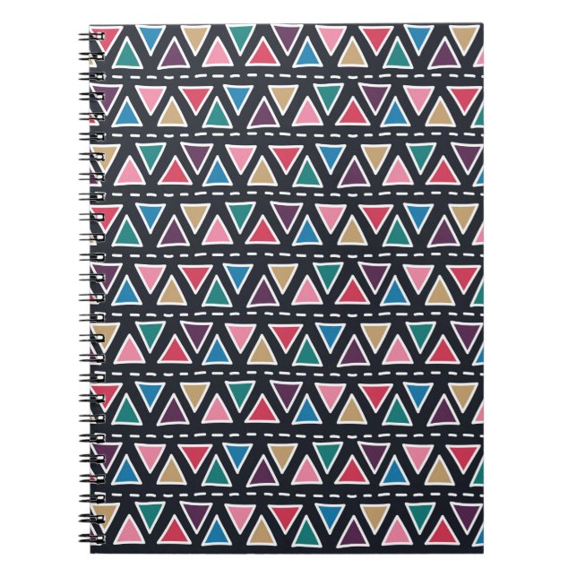 Abstract seamless hand drawn tribal pattern in tre notebook (Front)