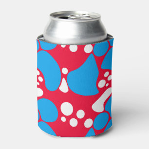 Abstract seamless moder print bright fun kids red can cooler