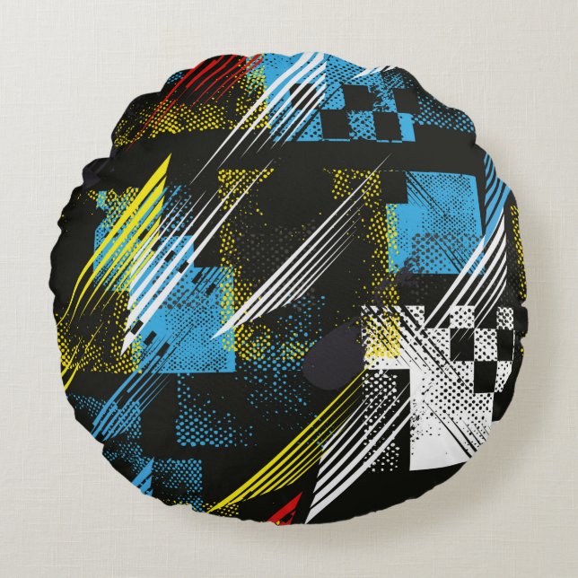 Abstract seamless pattern. Creative vintage backgr Round Pillow (Front)