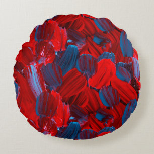Abstract seamless pattern in red and blue color round pillow