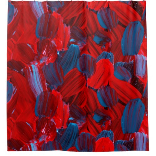 Abstract seamless pattern in red and blue color shower curtain