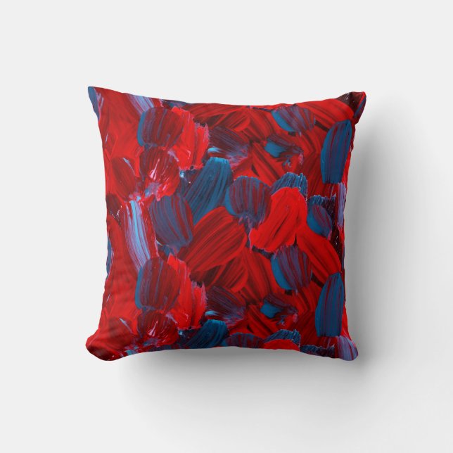 Abstract seamless pattern in red and blue color throw pillow (Front)