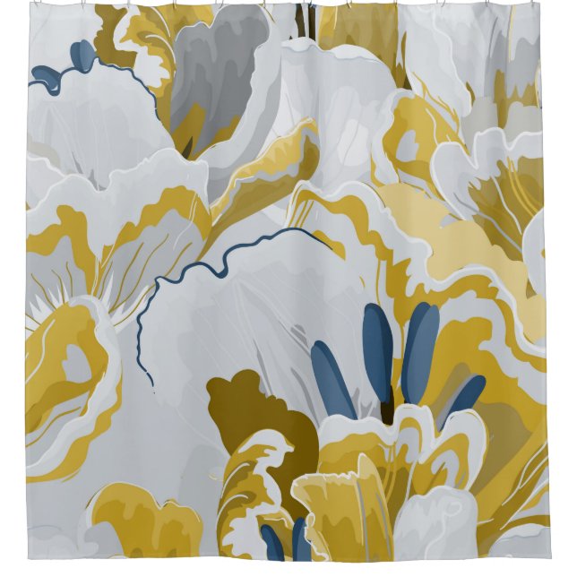 Abstract seamless pattern. Light gray,  yellow,  g Shower Curtain (Front)