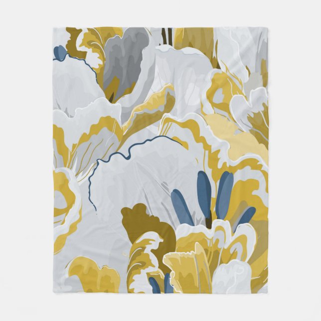Abstract seamless pattern. Light grey,  yellow,  g Fleece Blanket (Front)
