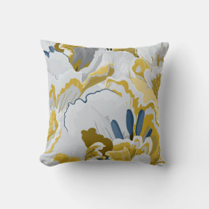 Abstract seamless pattern. Light grey, yellow, g Throw Pillow