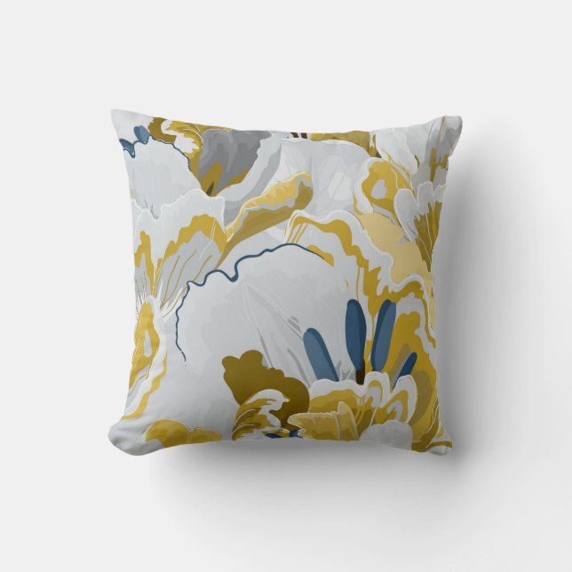 Abstract seamless pattern. Light grey,  yellow,  g Throw Pillow (Front)