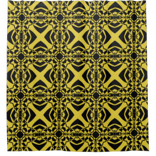Abstract seamless pattern of black and gold color shower curtain