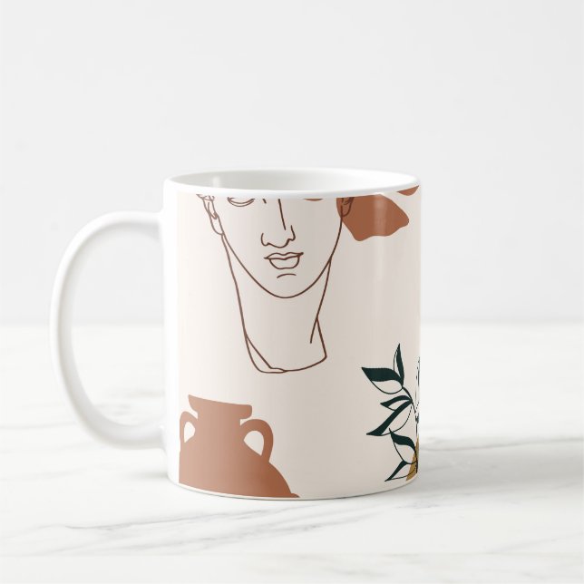 Abstract seamless pattern of Greek sculpture head  Coffee Mug (Left)