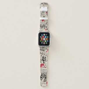 Abstract seamless pattern on the theme of theater  apple watch band