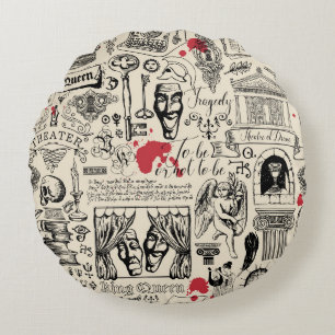 Abstract seamless pattern on the theme of theater round pillow