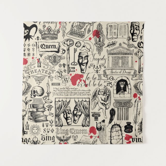 Abstract seamless pattern on the theme of theater  tapestry (Front)